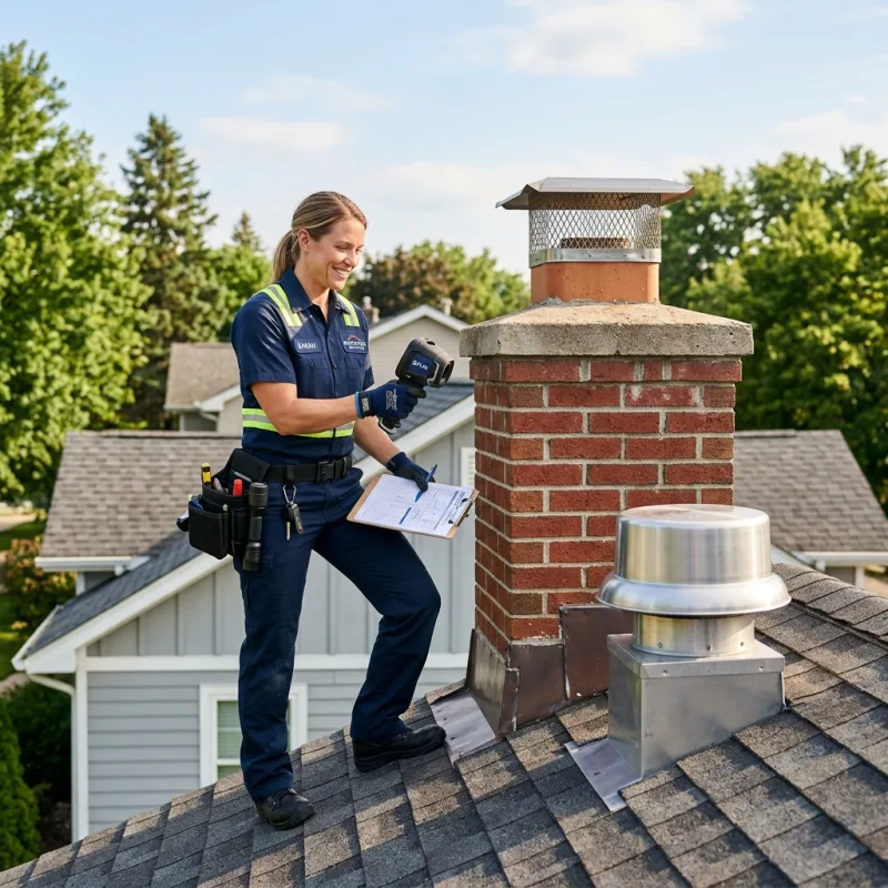 Technician inspecting a Research roof cavity and ductwork for a dead bird